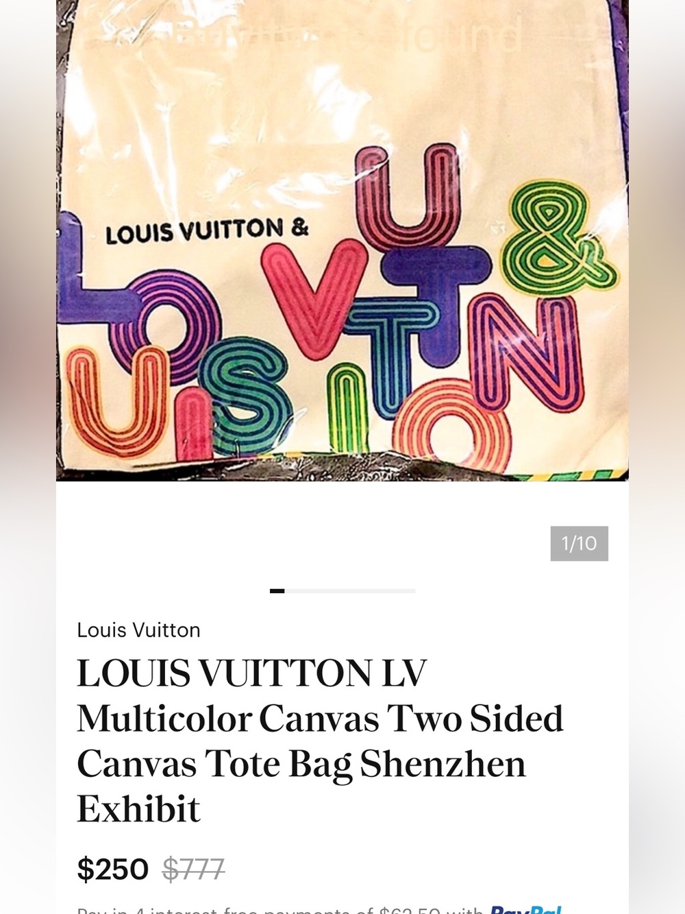 Louis Vuitton White Canvas Tote with LV Graphics - Picture 7 of 7